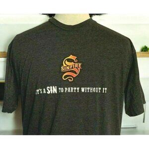 Sinfire Cinnamon Whiskey Graphic T-Shirt Gray Size Large Fun 7 Evil Party Sins